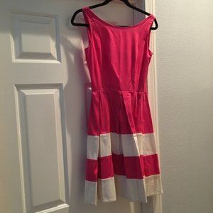 Kate Spade Striped Pink and Cream Pleated Fit and Flare Dress Size 0